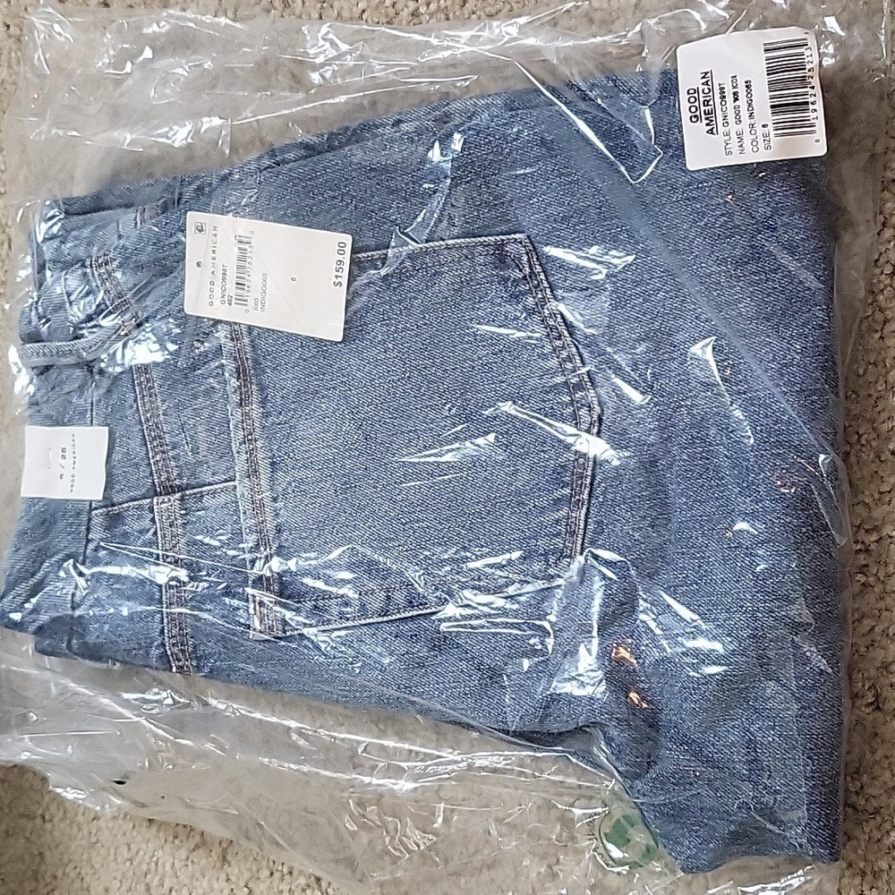 💚HP💚NWT Good American Good 90s Icon Jean's in Indigo Blue - Picture 12 of 14